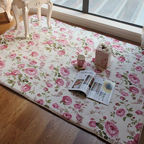 MZPRIDE Romantic American Country Style Floral Room Floor Mats Sweet Rose Print Carpets For Living Room
