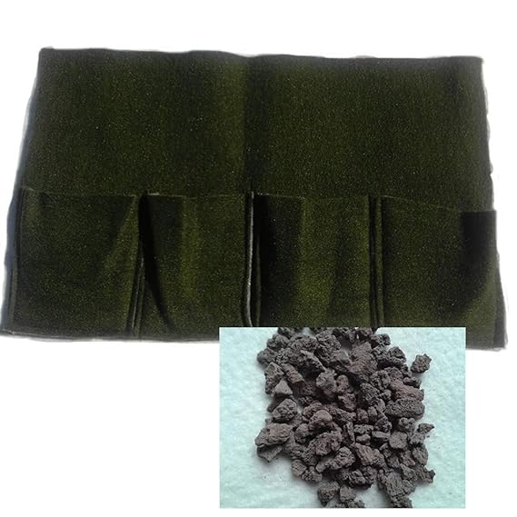 Pflanztasche f.Teichpflanzen 4er Mini + GRANULAT/Teicherde 6,4 Kg Körnung 2-8 mm Bewuchsmatte Pflanzkorb Korb