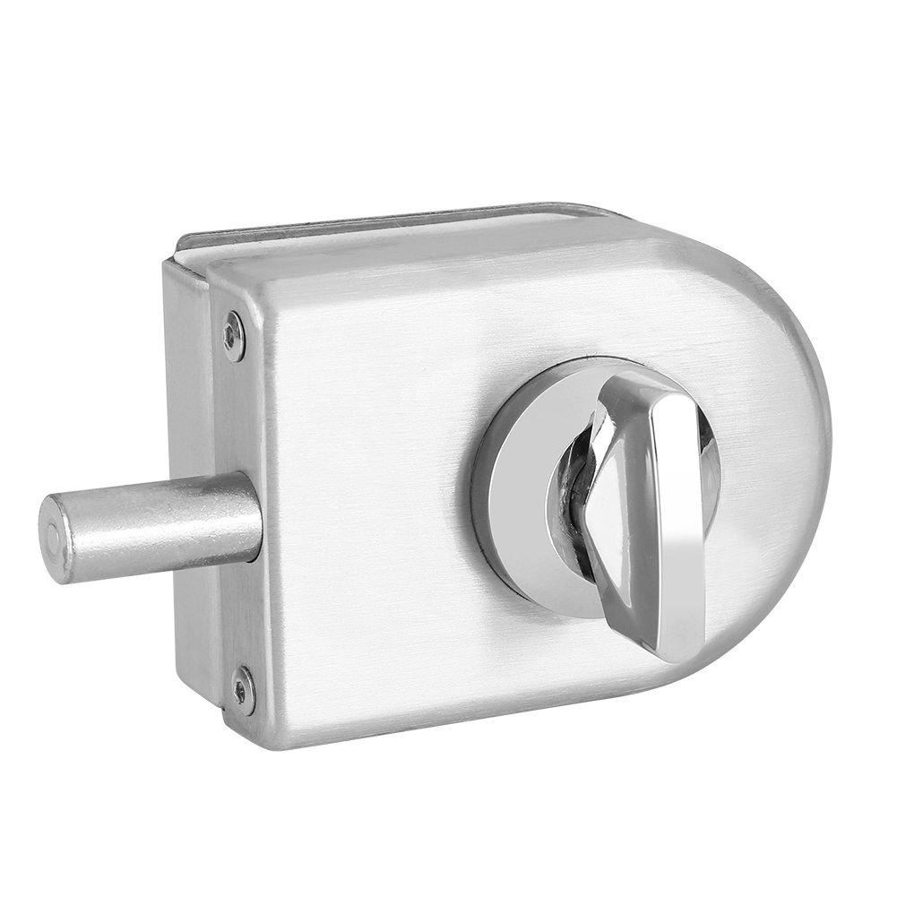 10~12mm Stainless Steel Glass Door Lock Latch， Rotary Knob Open/Close Bolt Ground Lock for Home Hotel Bathroom Use Half Round