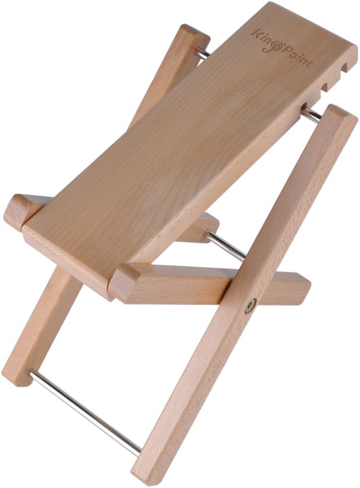 KingPoint Hardwood Guitar Footstool 3 Adjusatble Height Levels, Natural Wood, 10.6 inches x 14 cm x 7.56 inches - Image 3