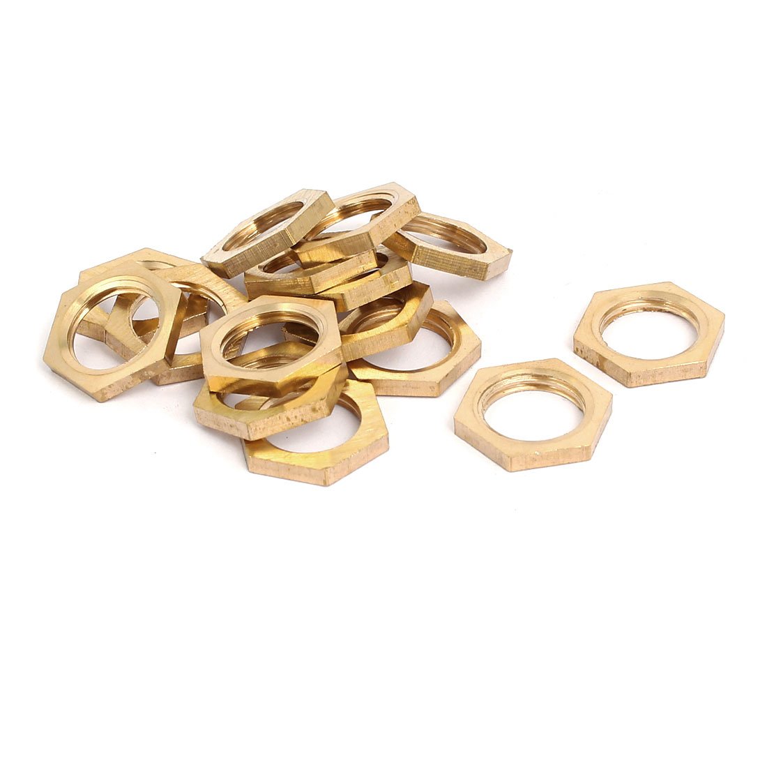 Sourcingmap 15 Pcs 1/4BSP Female Thread Brass Hex Nut Pipe Fitting Locknut — image 1