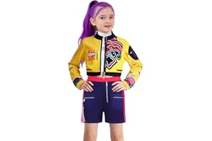 Lgandpg Rumi Costume for Girls Pop Singers Fancy Dress Halloween Outfits Include Jacket T-Shirt Shorts 3PCS Set