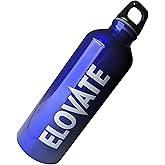 ELOVATE Aluminum Water Bottle, 17 oz - BPA-Free & Uninsulated, Reusable Water Bottles with Loop Handle - Travel-Friendly & Stylish Premium Tumbler, Blue