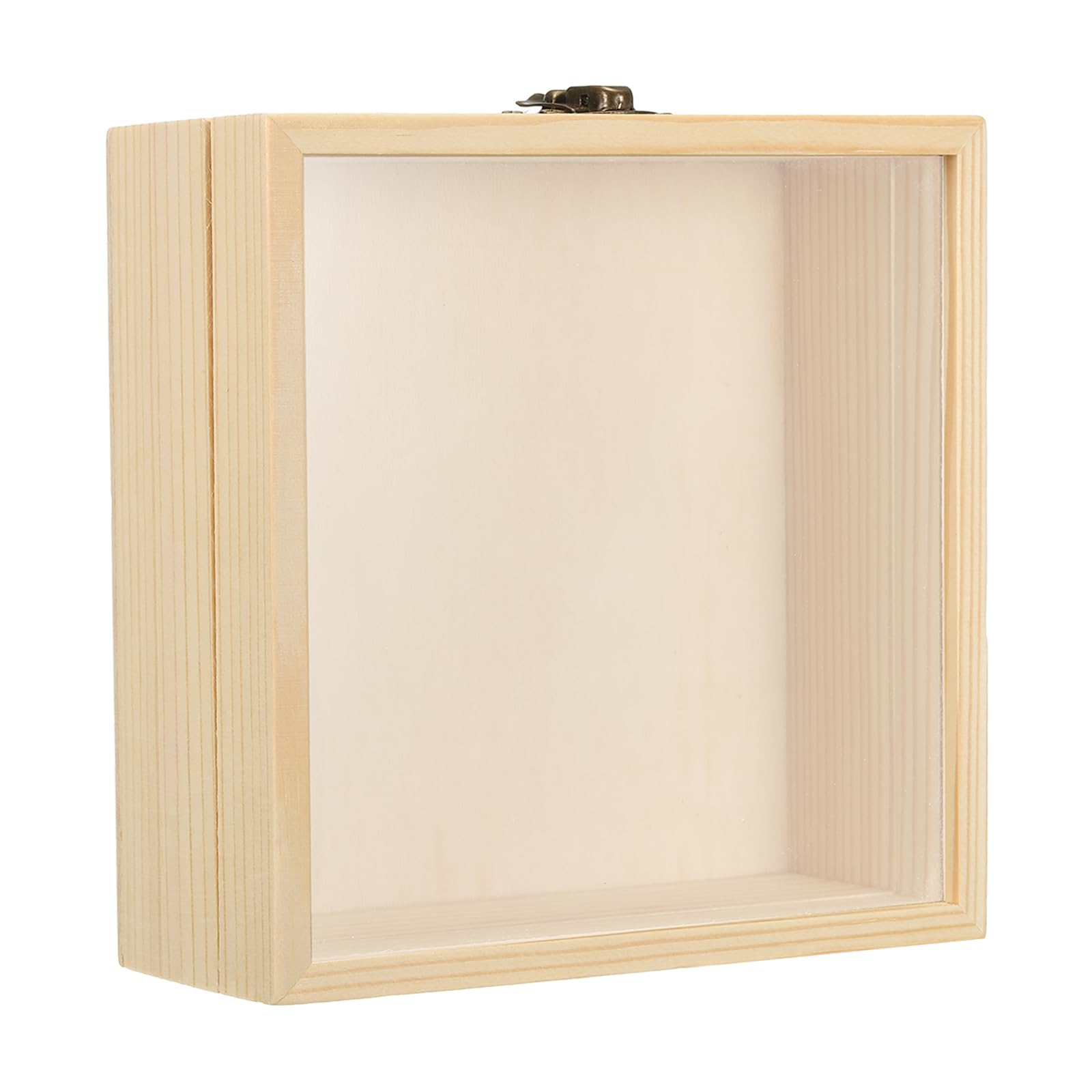 PATIKIL 6x6 Wooden Shadow Box Display Case, 2 Pack Flowers Picture Frame with Glass Window Bouquet Memorabilia Medals Photos Memory Box for Keepsakes, Natural Color