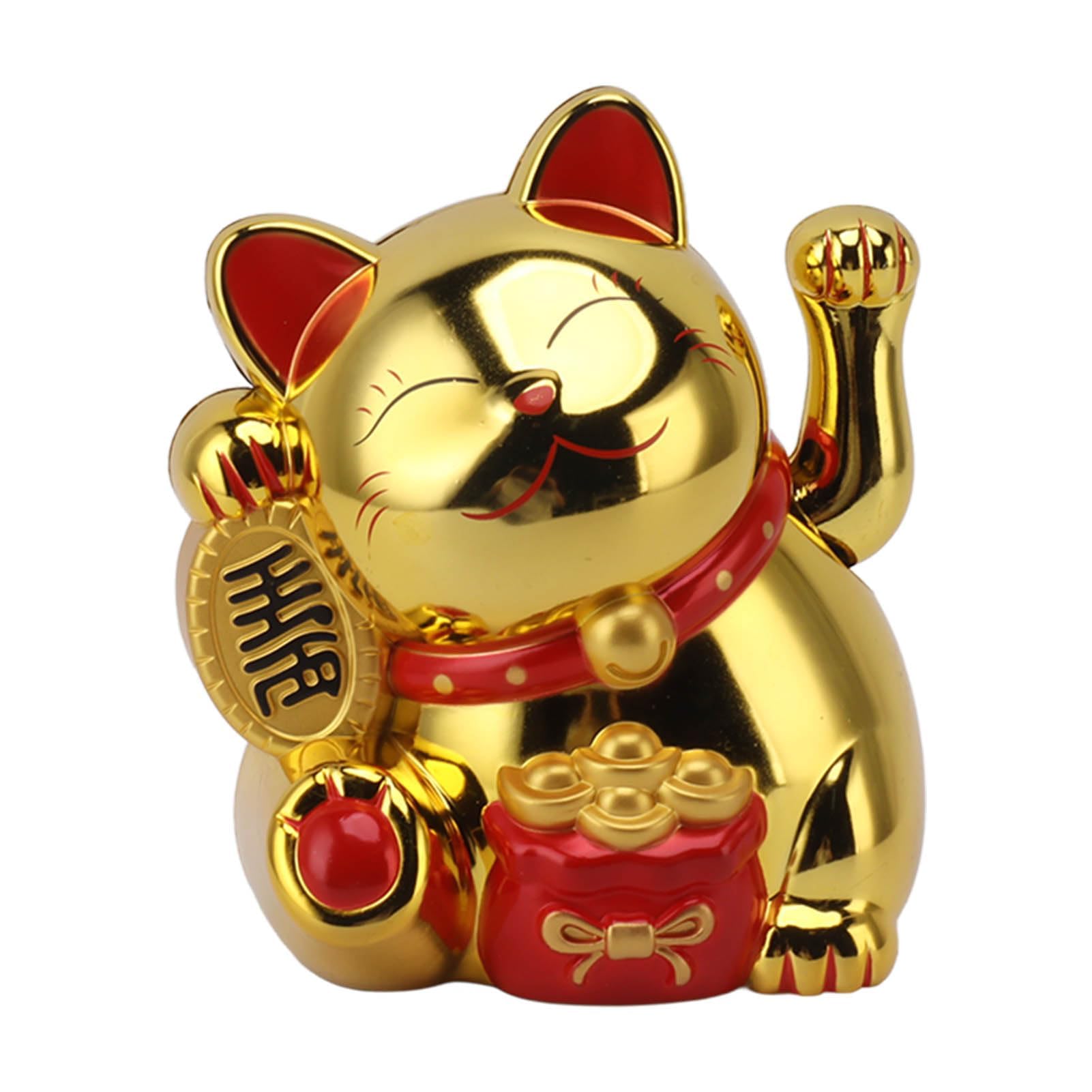 Mumusuki 5.5in Lucky Cat Waving Arm Set, Electric Cute Waving Cat Waving Arm for Fortune Money and Good Luck Fortune Cat Statue Decorations for Decorating Front Desk Cashier Desk (MLY11020-4 Gold)
