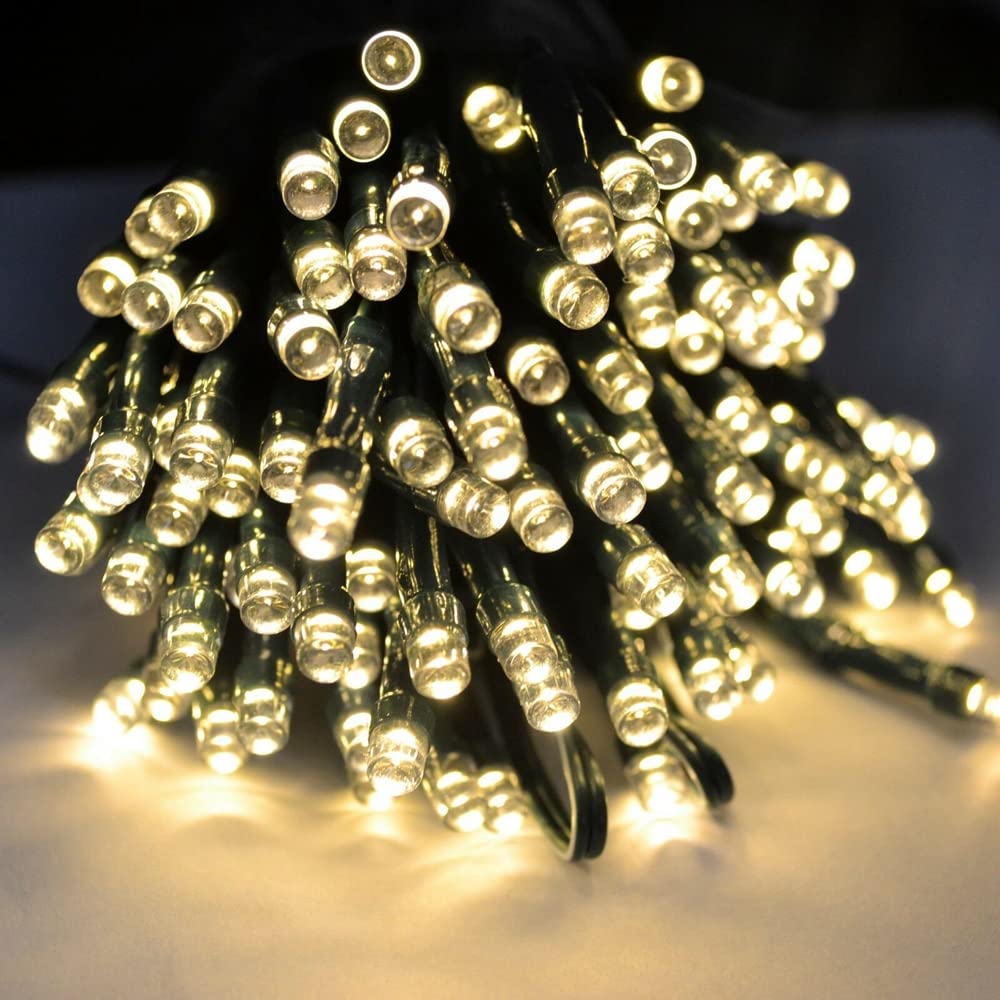 RunQiao 72ft/22m 200 Led Solar Lights Outdoor Garden Fairy String Lights Remote Control for Trees Patio Fence Wedding Party Decorative Warm White Christmas Tree Lights Waterproof 8 Modes
