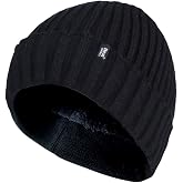 HEAT HOLDERS - Mens Knit Fleece Lined Insulated Ribbed Cuffed Thermal Winter Hat