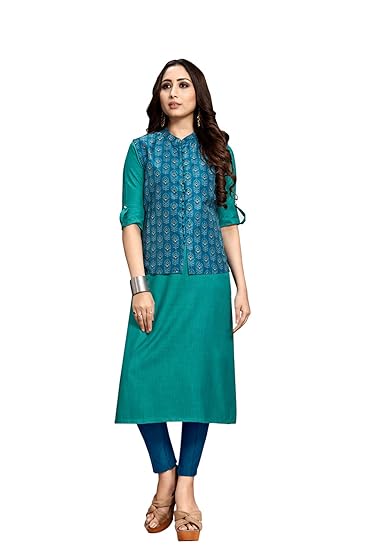 Uniform Sarees Corp Ethena Workwear for Urban Women | A-Line Kurta | Cotty | Leggings, Sea Green