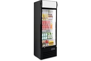 Bluelinecool Commercial Refrigerators 9 Cu.Ft Upright Merchandiser Drink Cooler – Glass Door Beverage Fridge with LED Light, Adjustable Shelves, Lock Wheels – Display Refrigerator for Bar, Shop, Beer