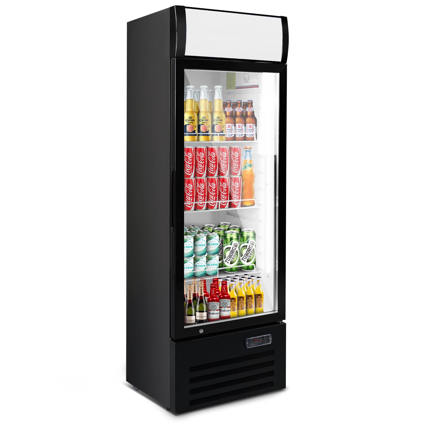 Photo 1 of ***DOES NOT COOL***Bluelinecool Commercial Refrigerators 9 Cu.Ft Upright Merchandiser Drink Cooler – Glass Door Beverage Fridge with LED Light, Adjustable Shelves, Lock Wheels – Display Refrigerator for Bar, Shop, Beer