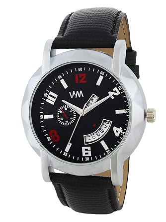 WM Day and Date Luxury Limited Edition Special Quartz Analog Black Dial Black Leather Watch for Men and Boys DDWM...