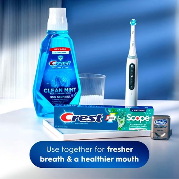 CREST + SCOPE WHITENING TOOTHPASTE – PACK OF 3, 5.4 OZ TUBES – ANTICAVITY FLUORIDE TOOTHPASTE, FRESH BREATH, KILLS GERMS – TARTAR PROTECTION, ENAMEL PROTECTION – MINTY FRESH FLAVOR