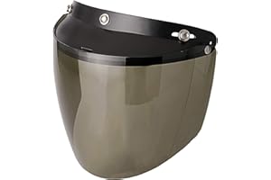 Chern Yueh 3-Snap Visor for Open Face Motorcycle Helmet Wind Shield Flip Up Down (Light Smoke)