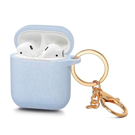 Funda de Silicona FULUOSI con Llavero Compatible con la Funda AirPods [protección Extra Suave] [sísmica, Anti caídas] [a Prueba de rayones] (Azul)