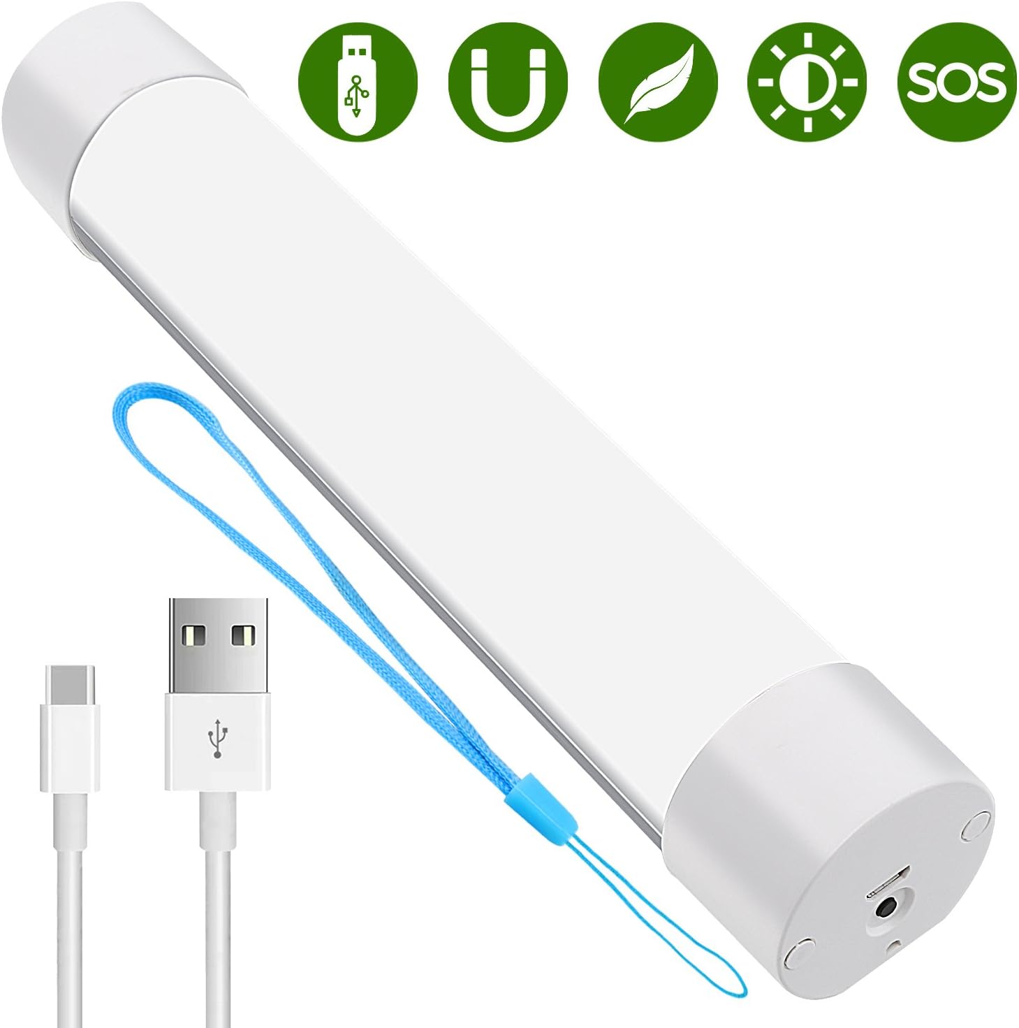 DealBang Rechargeable LED Camping Light Stick w/Magnetic, Perfect for Closet Light, Emergency Ligt, Multi-Working Modes LED Flashlight with RED & Blue Flash