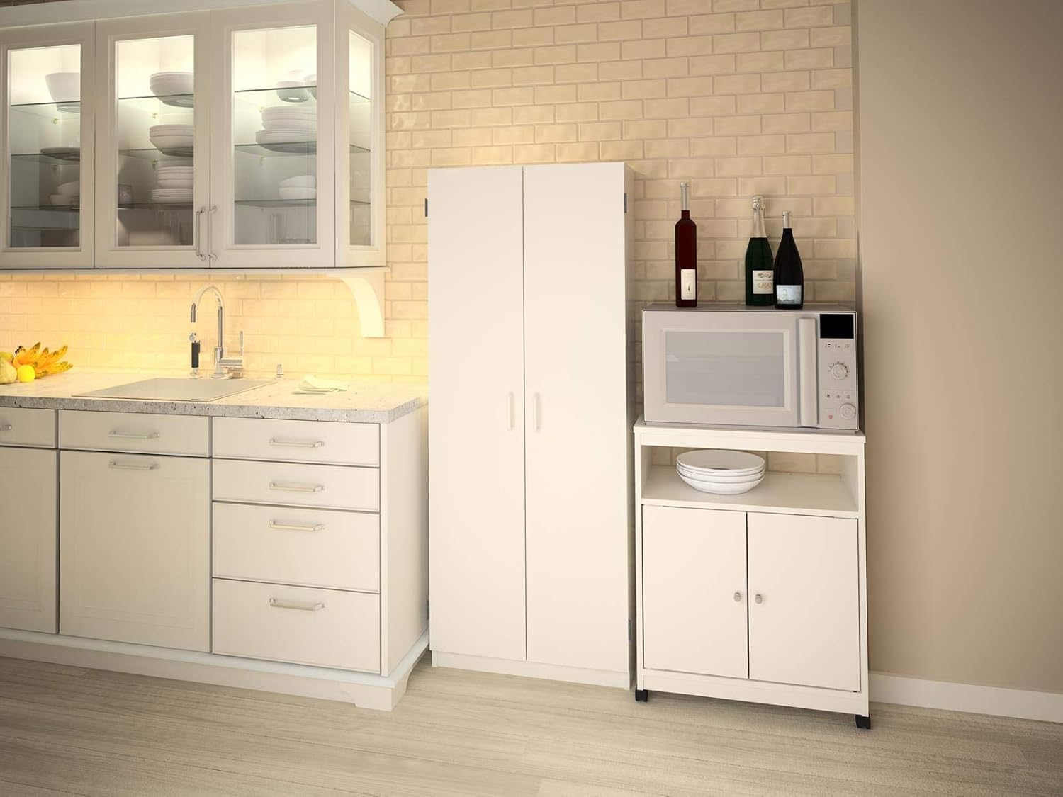 Ameriwood Landry Kitchen Microwave Cart, White: Furniture & Decor