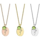 Dainty Zircon Birthstone Necklace with Narcissus Birth Flower – December Personalized Jewelry for Women Birth Stone Pendant – Personalized Chrismas or Birthday Gifts for Her
