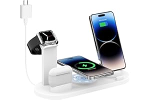 ENYNEO Magnetic Wireless Charger, 4 in 1 Wireless Charging Station Multiple Devices for Apple iPhone 15/15 Pro/15 Plus/15 Pro Max, 14,13,12 Pro/Max/Mini/Plus, AirPods, Apple Watch - White