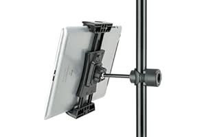 Tablet Mount Holder for Mic Stand, Adjustable Microphone Music Stand iPad iPhone Holder Fits Devices from Screen Size 4.7 to 