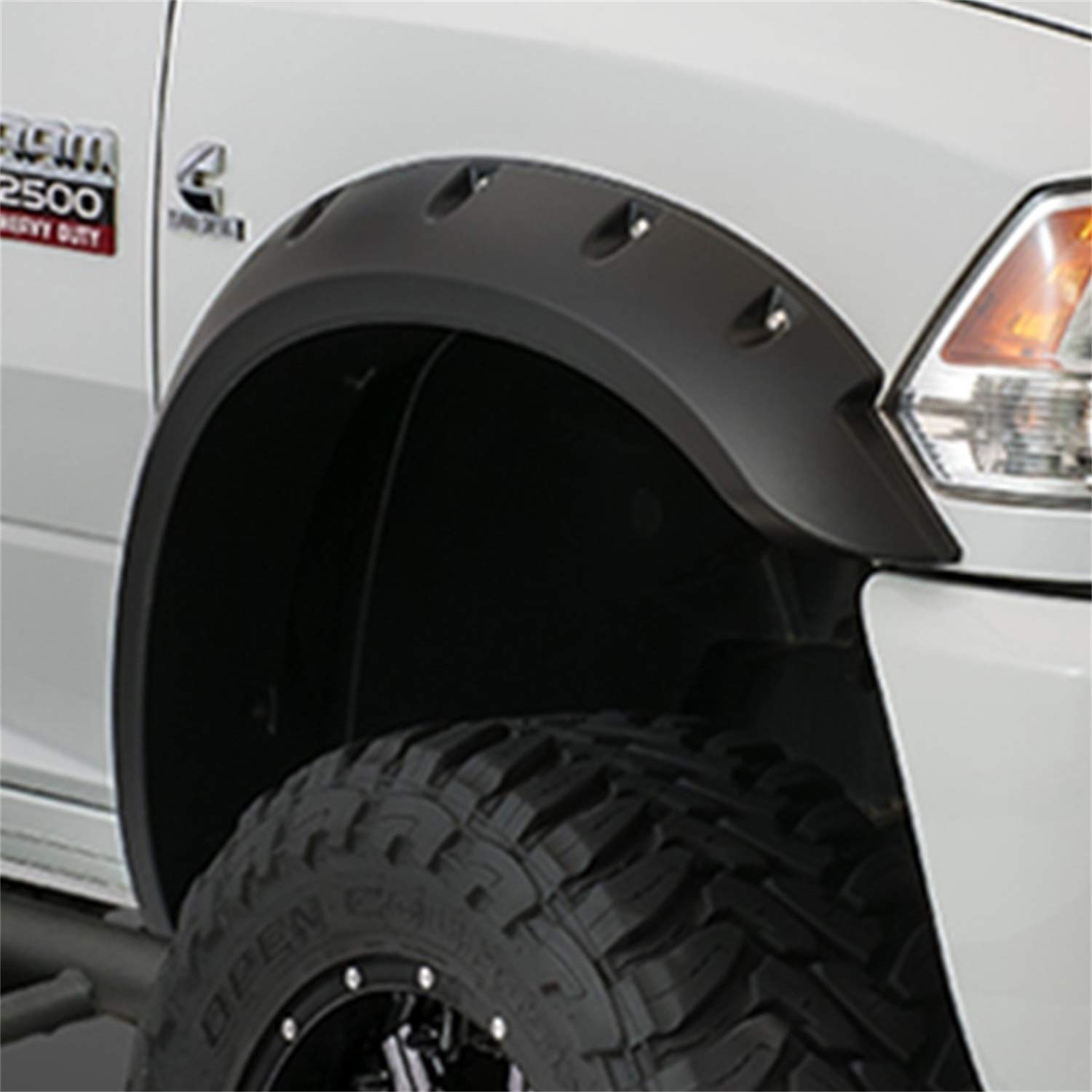 Photo 1 of **HAS DAMAGES (SCUFFS & SCRAPES) ** Bushwacker Max Coverage Pocket/Rivet Style Front Fender Flares | 2-Piece Set, Black, Smooth Finish | 40091-02 | Fits 2019 Chevrolet Silverado 1500 LD; 2014-2018 Silverado 1500; 15-19 2500 HD/3500 HD