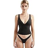 SUUKSESS Women Sexy V Neck V Back Tank Top Summer Sleeveless Going Out Double Lined Basic Tops