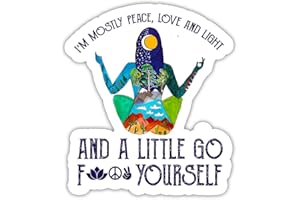 VOTANTA 3 Pcs - Yoga I'm Mostly Peace Love and Light and A Little Go Fuck Yourself Sticker 3x4 in, Gift for Yoga Lover, Hippie Sticker Decorations for Laptop Bottle Car Wall Window