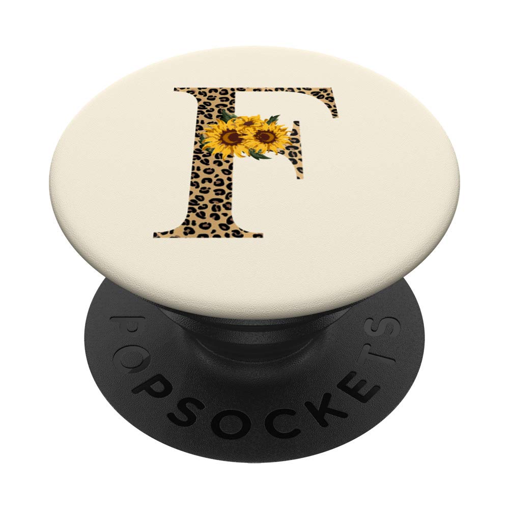 Leopard Animal Print Monogram Letter F Off White PopSockets Swappable PopGrip