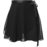 Daydance Black Girls Women Ballet Wrap Skirts Sheer Chiffon Dance Over Scarf for Leotards
