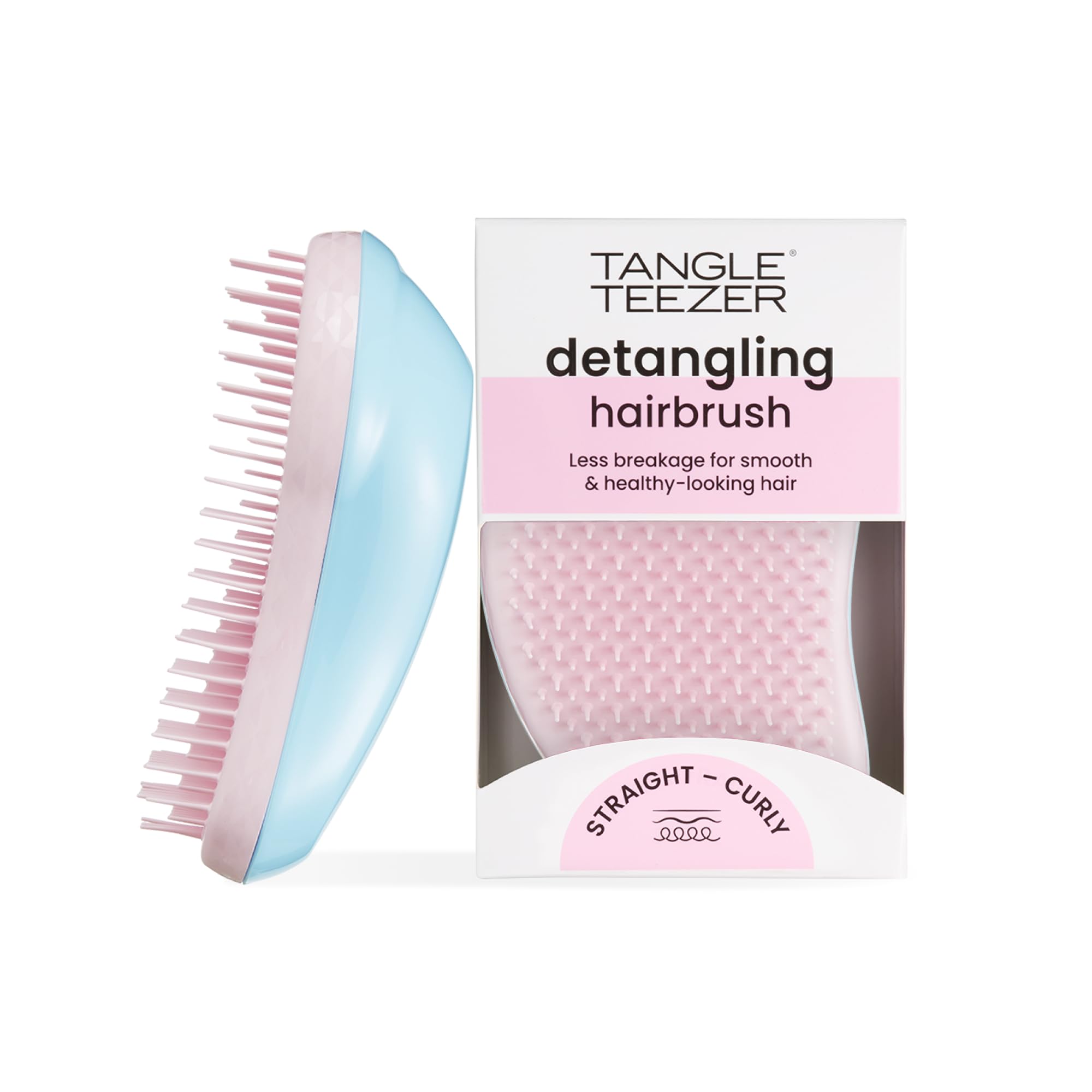 Tangle Teezer Original Detangling Hairbrush - For Wet & Dry Hair - Detangling Brush for All Hair Types - Two-Tiered Teeth Reduce Breakage & Eliminate Knots - Pink Sky