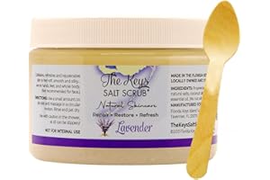 The Keys Salt Scrub, Lavender Foot and body Scrub, Exfoliating body scrub for Women, Men hands, and bikini area Made with Florida Sea Salt, Organic Essential Oils, Nutrients & Wooden Spoon (12 oz).