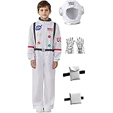 Astronaut Costume with Helmet, Space Suit for Boys Girls Kids Astronaut Costume for Cosplay, Halloween Party Dress Up