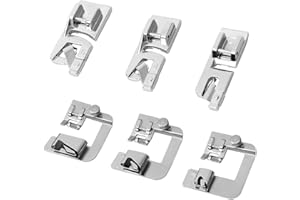 6 Pcs Rolled Hem Presser Foot, Hemming Foot Kit for Sewing Rolled Hemmer Presser Foot for Singer, Brother, Janome, Home Multi