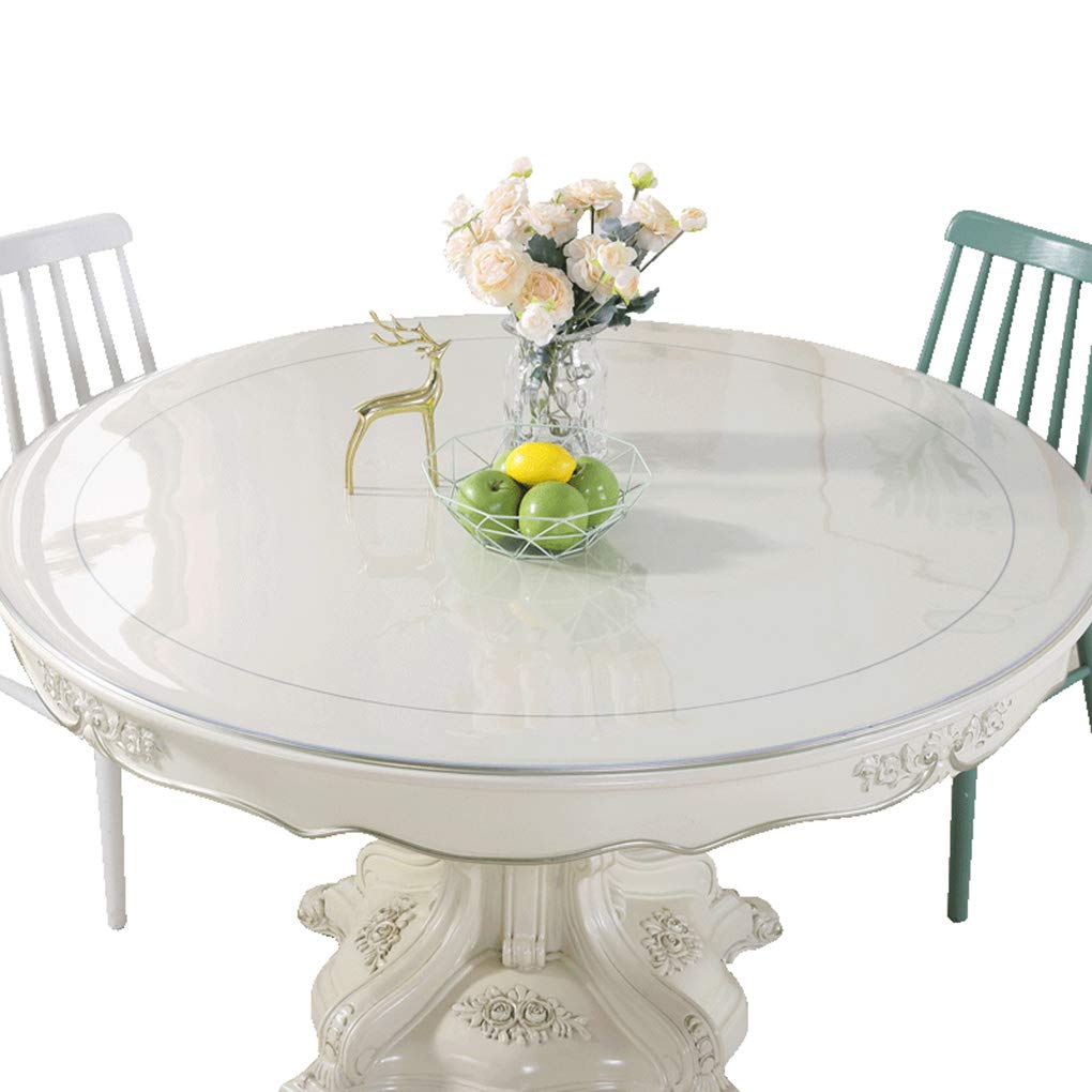CIEEIN CIEHT Home Clear Transparent PVC Tablecloth Desk Table Mat Tablecover Table Covers Round Thickness 2mm Waterproof Durable 60cm