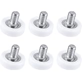 6Pcs Drawer Rollers, 19mm White Plastic Drawer Wheels Replacement Wheels Bearing Small Pulley with Nuts Sliding Furniture Cabinet Pulley