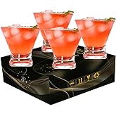 Wayeept Stemless Martini Glasses Set of 4, 8 oz Martini Cocktail Glasses with Heavy Base, Bar Glasses for Margarita, Manhattan, Cosmopolitan,Parties, Birthdays, Housewarming Gift, Crystal,Clear