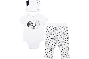 Disney Classics Patch Newborn Baby Boys Bodysuit Pants and Hat 3 Piece Outfit Set White 3-6 Months