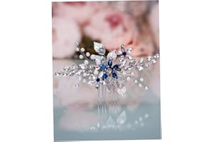 Bridal Sapphire Crystal Hair Comb Pearl Blue Crystal Leaf Marquise Hair Piece Prom Party Festival Wedding Hair Accessories fo