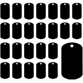 BOHUIZ 25Pcs Metal Stamping Blanks Black Aluminum Tags for Stamping, Rectangle Metal Tags Engraving Blank Tag Signs Personalized Pet Dog ID Tag with Hole DIY Pendants Decorative