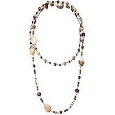 FULU AUTUMN Beaded Long Necklaces for Women Dainty Natural Stone Bead Long Necklace Birthday Gifts for Women Boho Costume Jewelry