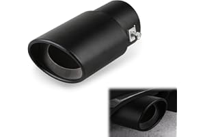Gseigvee 1 PC Car Exhaust Tip, Stainless Steel Tailpipe Muffler, Modified Tail Throat, Vehicle Rear Tip Replacement Part, Automotive Exterior Decoration, Universal for Most Cars (Black #Straight)