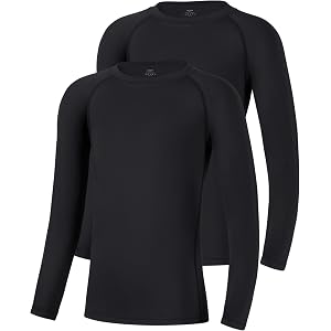 Niksa Youth Boy's Compression Shirts Kids Long Sleeve Football Undershirt | Lightweight, Stretchy, Breathable, Quick-Dry, Ath