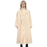 RINJOY Waterproof Raincoat for Adults Reusable Lightweight Breathable Rain Jacket Poncho for Women Men with Drawstring Hooded