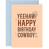 CENTRAL 23 Brother Birthday Card - Happy Birthday Cowboy - Funny Birthday Cards For Men - Gifts For Dad Husband Boyfriend - For Him - Comes With Stickers