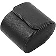 Luxury Leather Travel Watch Case Single Watch Box for Men and Women Portable Jewelry Watch Storage Roll Organizer(BLACK)