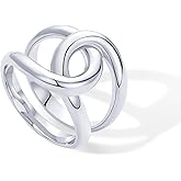 PAVOI 14K Gold Plated Chunky Interlock Statement Ring for Women | Interloop Band Thick Link Stackable Rings