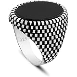 ChicottaMen's 925 Sterling Silver Ring with Black Onyx Stone