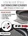 Cast Iron Cleaner Scrubber XL 8x6 Inch 316L Stainless Steel Cleaning Set For Cook Pan Scraper Grill With Two Durable Polycarbonate Scrapers + Silicone Red Chainmail Pan Handle Holder By ItayKitchen