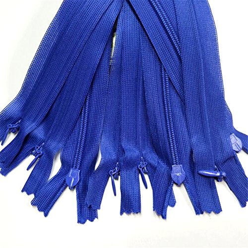 50pcs Long Nylon Invisible Zippers for DIY Sewing Back Dress Cushion Tailoring Accessories Tailor Tool (Royal Blue, 18inch)