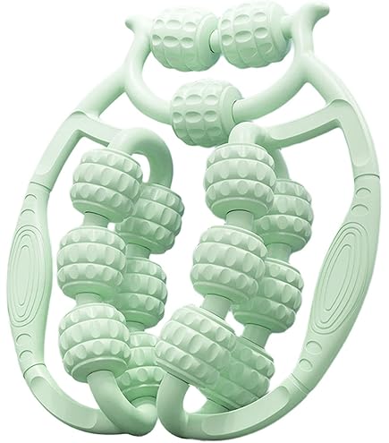 Rouleau De Massage Musculaire LOVIVER - 9 Roues - Vert - Pour Jambes, Cuisses, Mollets, Bras - Matériau EVA/PP - Accessoire Fitness Portable