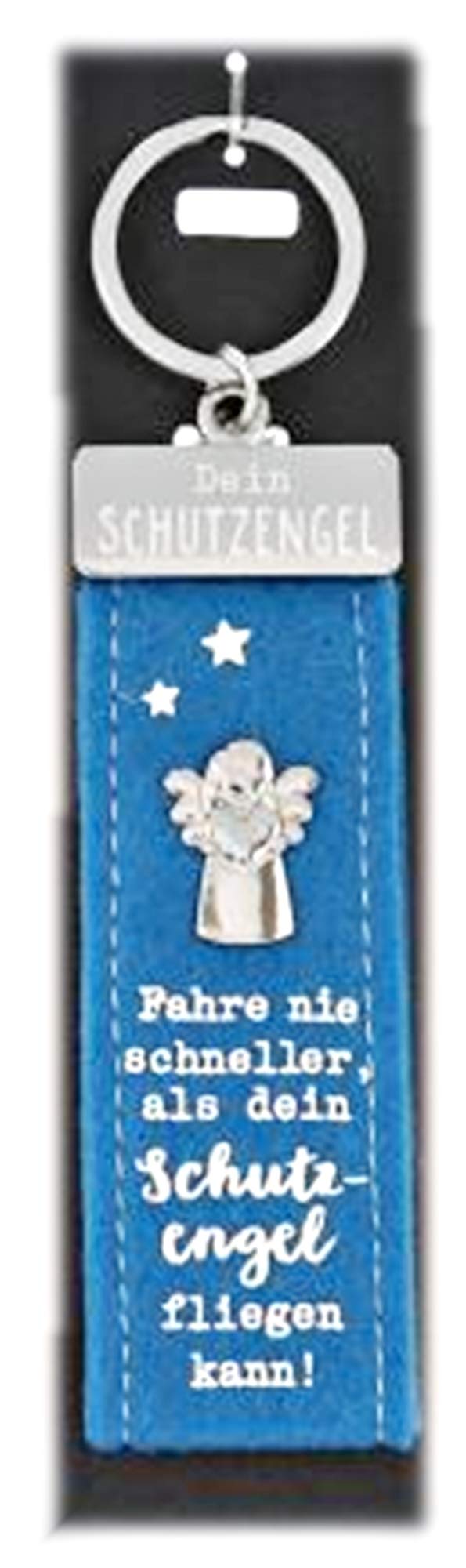 Depesche 10890.012 Felt Keyring with Guardian Angel and Wording I Protect You On All Your Paths Blue Approx. 15 cm